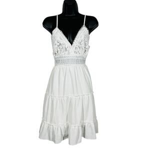 NEW! Ecowish Crochet Halter Dress Strappy White Casual Spring - S